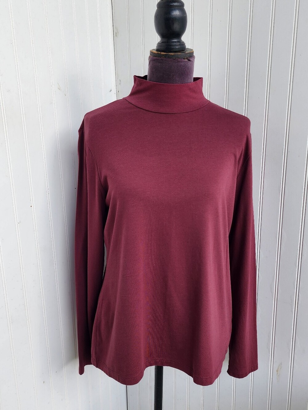 Orvis Women’s Perfect Mock Neck Long Sleeve Shirt Pima Cotton Modal Burgundy L